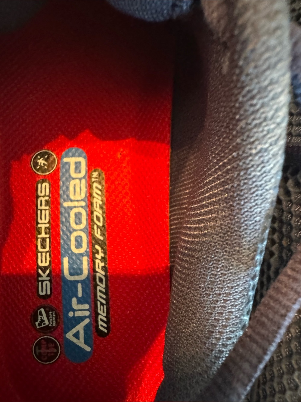Skechers Navy Mesh Lace-Up Sneakers with Red Insole with memory foam. - Picture 7 of 8